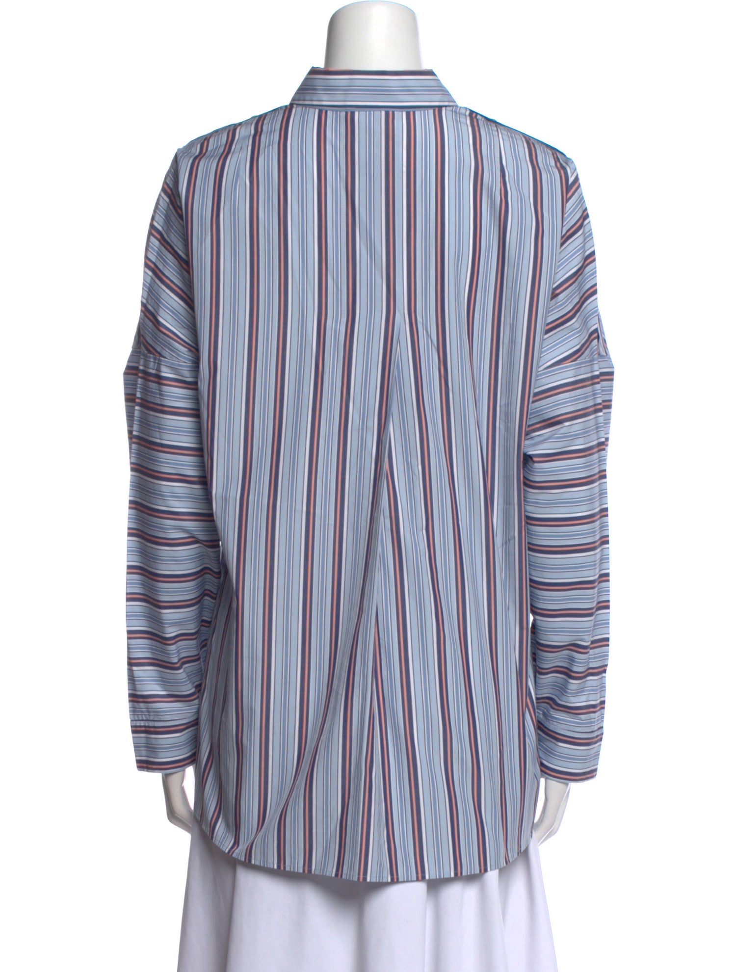 Akris Punto Striped Long Sleeve Button-Up Top